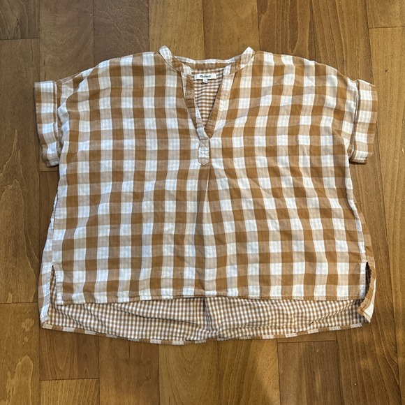 Madewell Shirt Women's Lakeline Popover Shirt Double Face Gingham Check Large - Picture 3 of 4